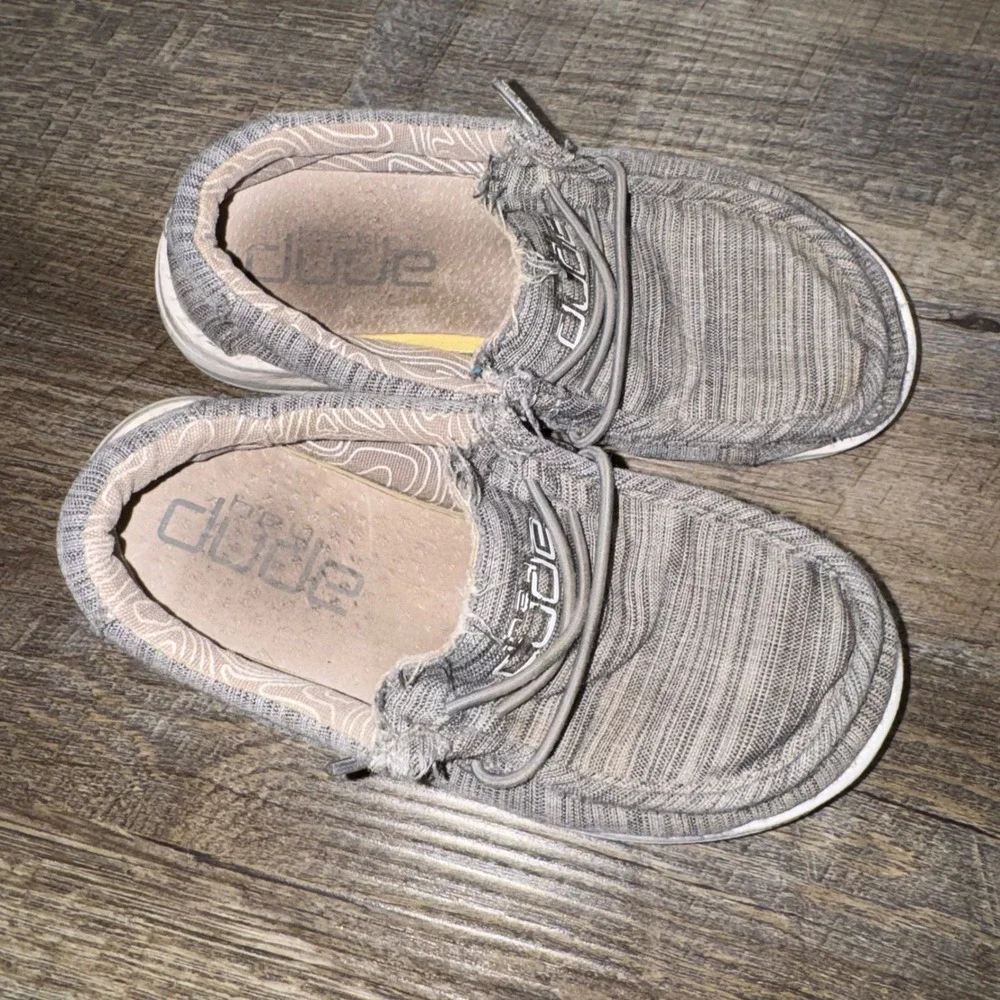 HEYDUDE Wally Toddler Kids Size 10 Linen Stone Gray Slip On Loafers Shoes